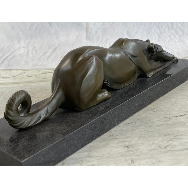 Signed Carvin Patient And Loving Greyhound Dog Bronze Art Deco Sculpture Statue