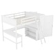 preview thumbnail 3 of 7, White Full Size Solid Pine Wood Loft Bed with Desk, Shelves, Wardrobe, and Guardrails