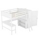 preview thumbnail 3 of 7, White Solid Pine Loft Bed with Desk, Shelves, Wardrobe, Guardrails