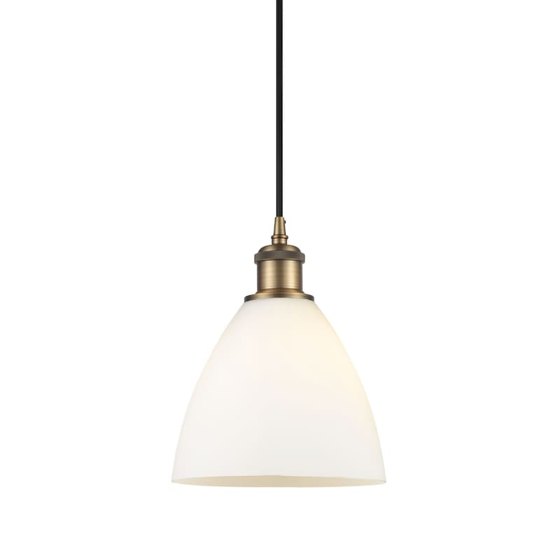 Innovations Lighting 516-1P-11-8 Bristol Pendant Bristol 8" Wide Mini - Brushed Brass / Matte White