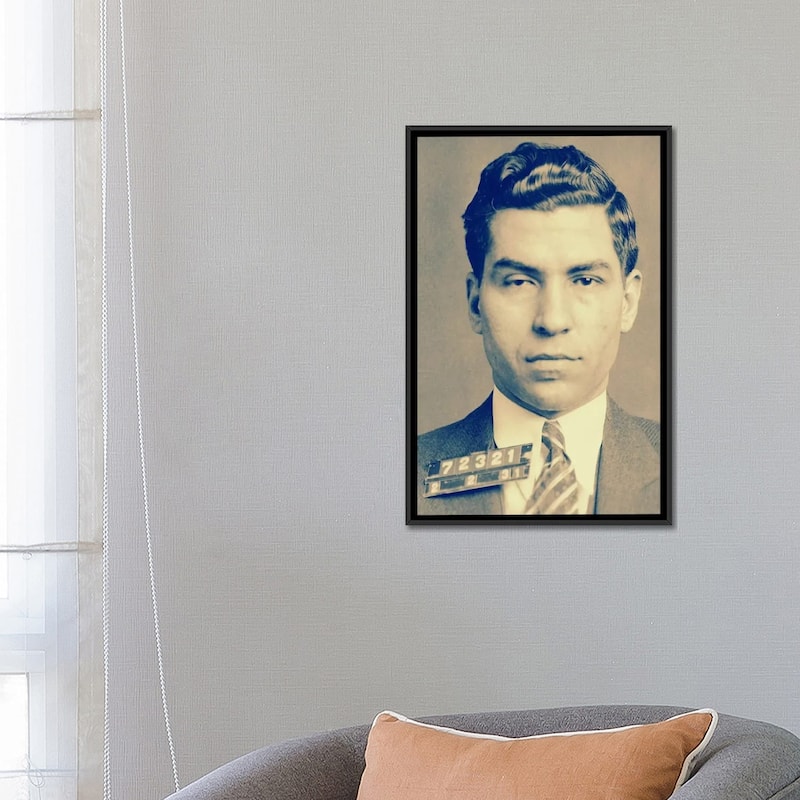 iCanvas "Charlie "Lucky" Luciano - Gangster Mugshot" by Unknown Artist Framed Canvas Print