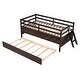preview thumbnail 7 of 6, Espresso Solid Pine Wood Low Loft Bed Twin Size with Safety Fence