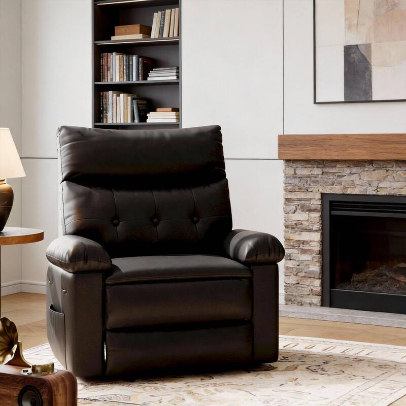 22"W Rocker Recliner, with Oversized Seat - Black