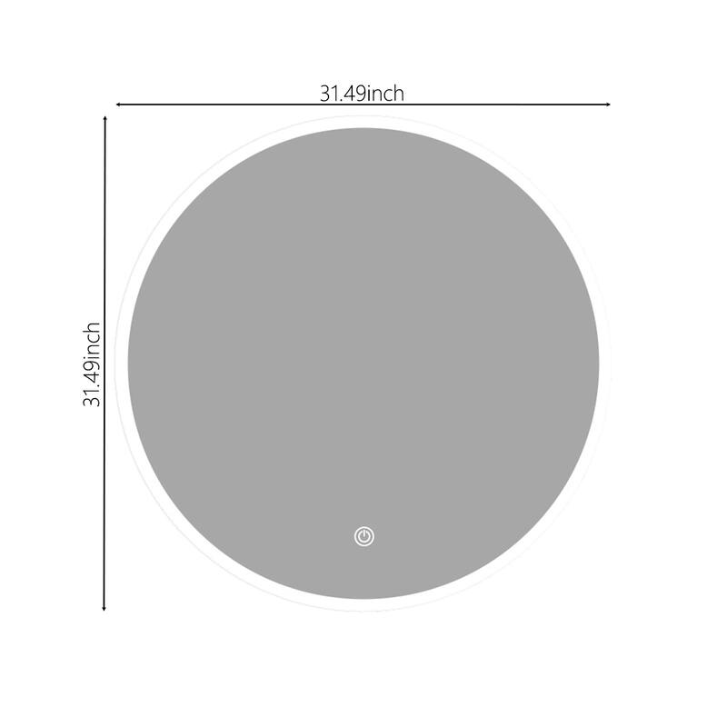 31.49 in. W x 31.49 in. H Round Frameless LED Light Anti-Fog Wall-Mounted Bathroom Vanity Mirror - Silver