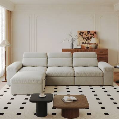 GDFStudio - 114" Modular U-Shaped 6-Seater Chaise Lounge with Reversible Layout