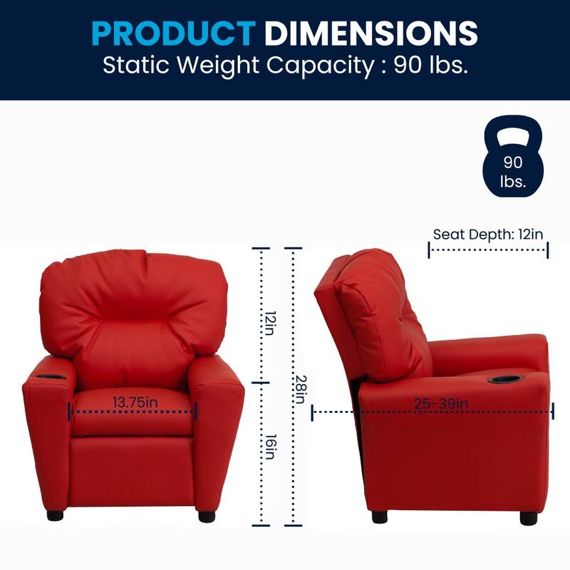 Contemporary Kids Recliner with Cup Holder