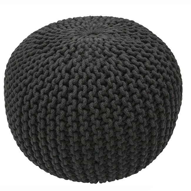 Nuloom Ling Round Knit Filled Ottoman Pouf