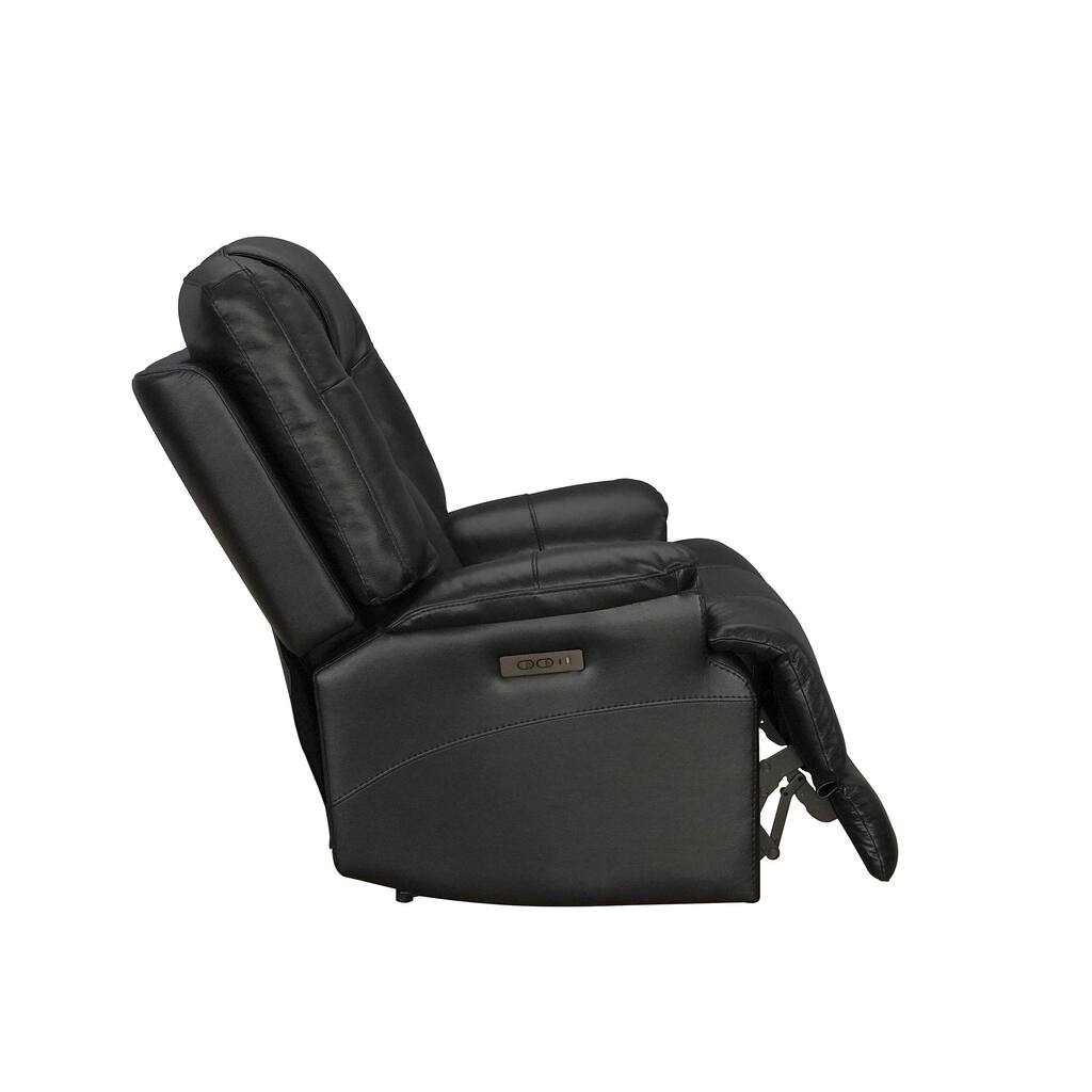 Top Grain Leater Black Zero Gravity Power Recliner With Adjustable Headrest Extendable Footrest