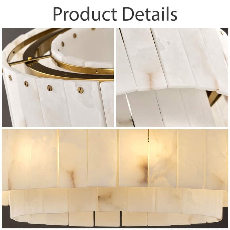 KAYLA 54in 14-Light White Alabaster Adjustable Chandelier