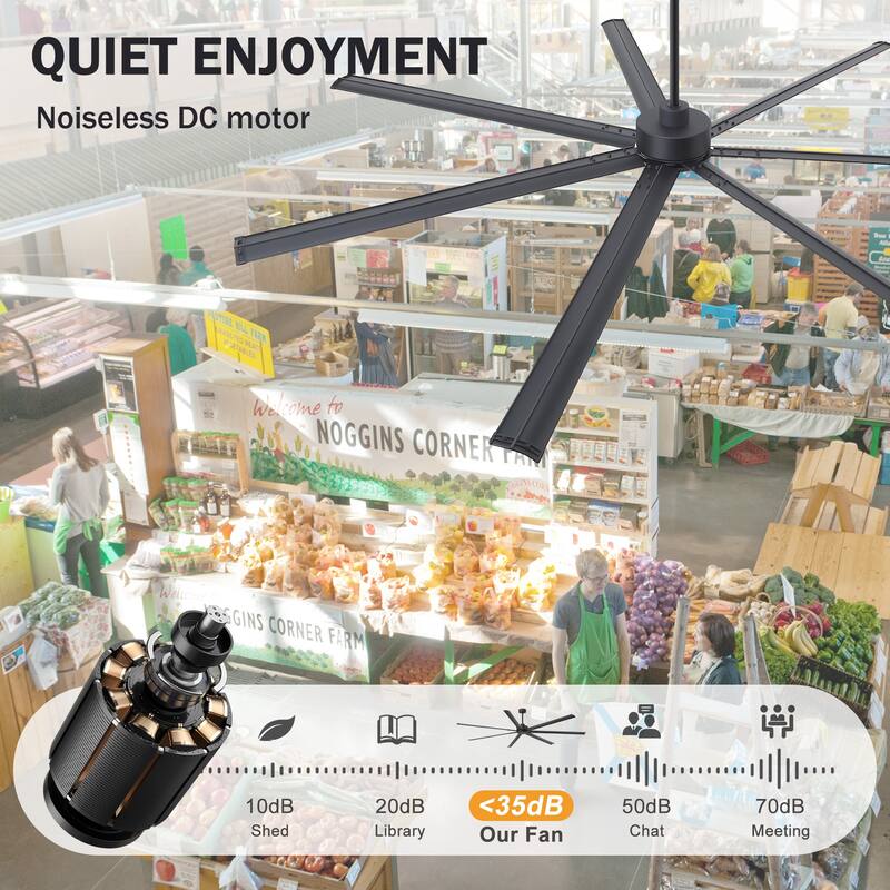 72"/84"/96"/120"/144" Extra Larger HVLS Commercial Ceiling Fan with Remote and Aluminum Blades