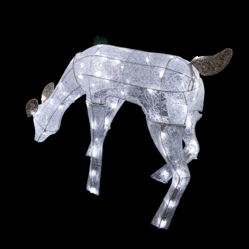 Alpine Corporation Mesh Holiday Reindeer Lawn Decoration with Cool White Lights