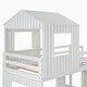 preview thumbnail 7 of 20, Farmhouse Design Twin Over Full Wood Bunk Bed,House Design Bed with Roof and Guardrails,Built-In 3-Step Ladder