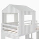 preview thumbnail 7 of 7, White Wood Bunk Bed, Twin Over Full House-shaped Bed with Playhouse Frame, Farmhouse, Ladder, Window, Safety Guardrails