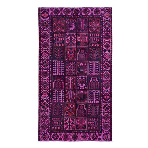 Hand Knotted Pink Overdyed & Vintage with Worn Wool Oriental Rug (5'2" x 9'9") - 5'2" x 9'9"