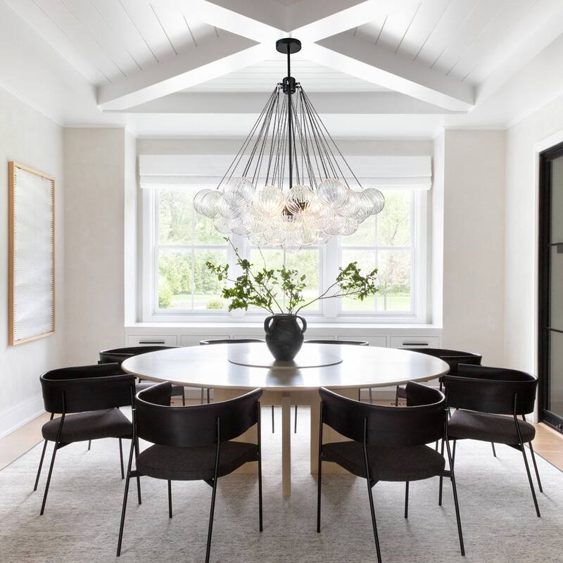 Modern 3-light Clear Ribbed Glass Globe Bubble Chandelier