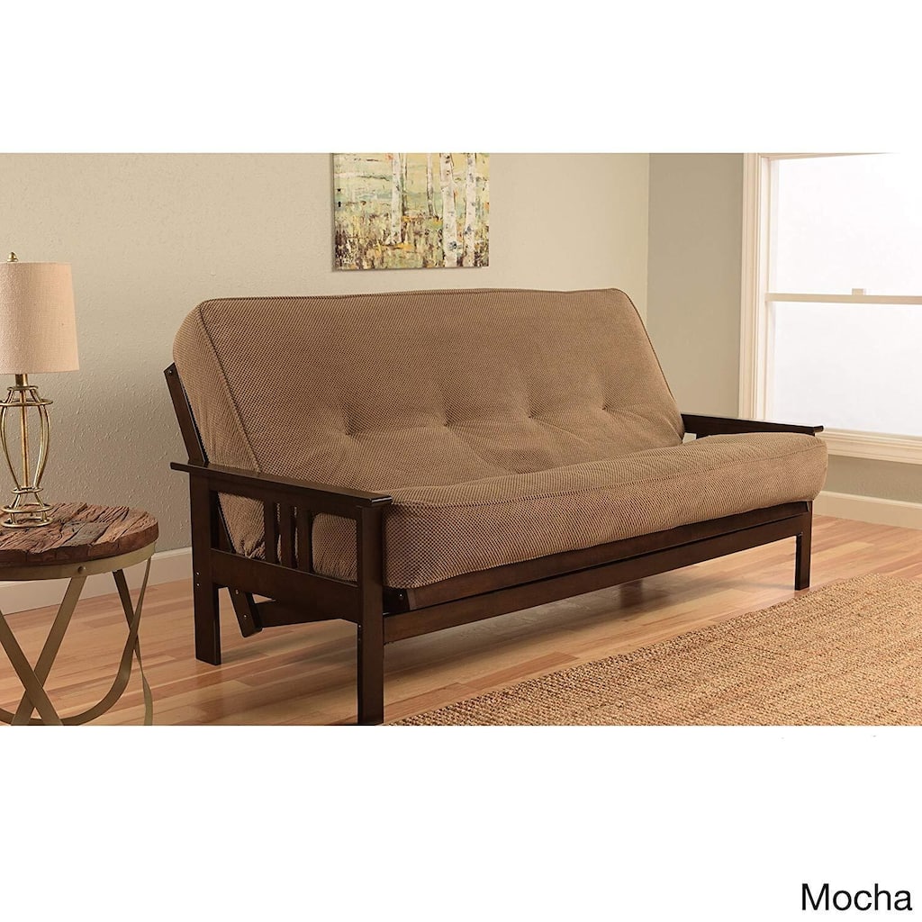 Full Size Futon Frame Sofa Bed - Hardwood Mission Style - Espresso Finish - Easy Conversion