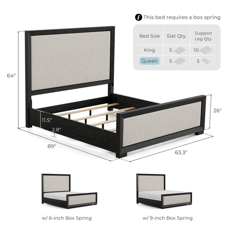 Furniture of America Durem II Modern Classic Solid Wood Fabric Panel Bed