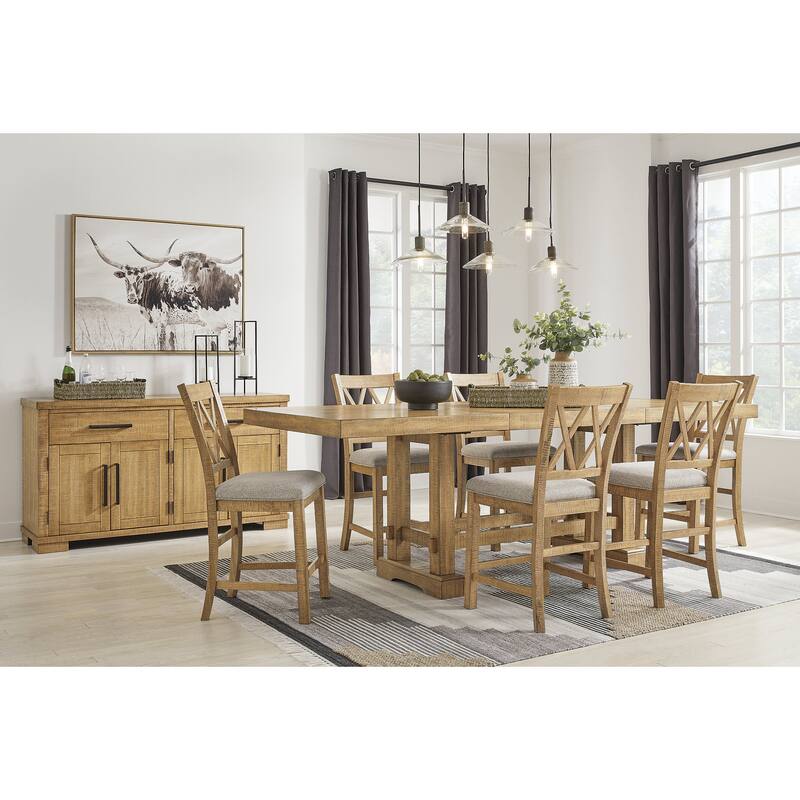 Signature Design by Ashley Havonplane Gray/Brown Counter Height Dining Table and 6 Bar stools