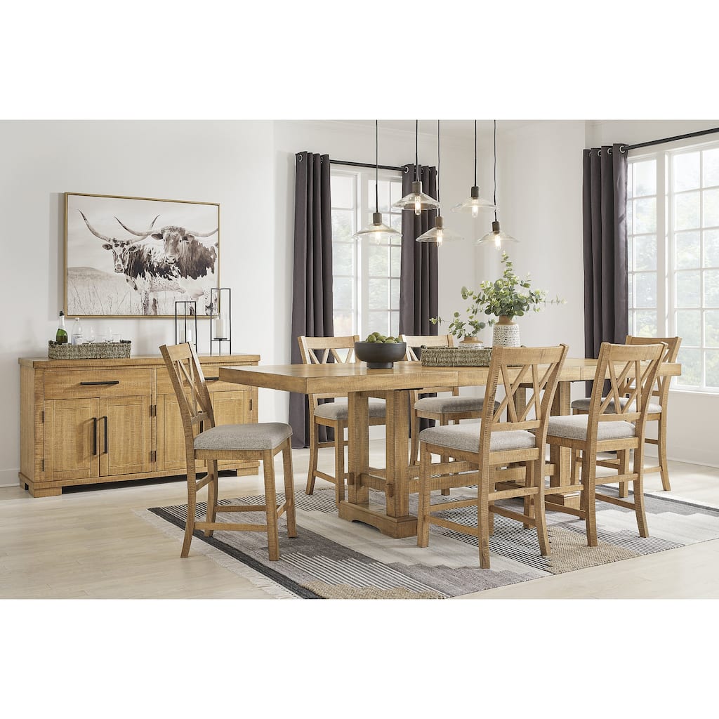 Signature Design by Ashley Havonplane Gray/Brown Counter Height Dining Table and 6 Bar stools