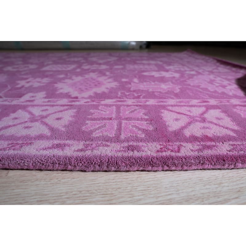 Hand-tufted Wool Pink Traditional Oriental Overdyed Rug
