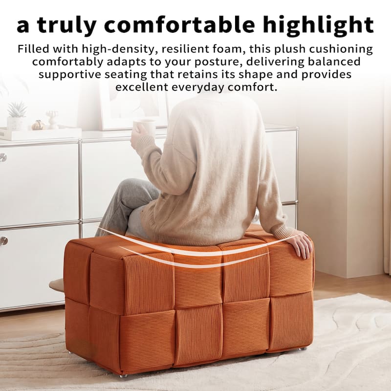 Ottoman Foot Rest Soft and Comfortable Ottoman Square Corduroy Woven Design Sofa Stool