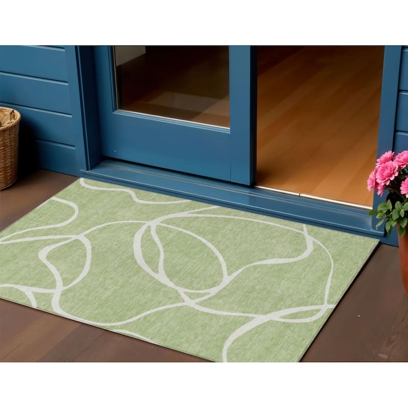 HomeRoots Abstract Transitional Rectangle Outdoor Rug - 3' x 5'