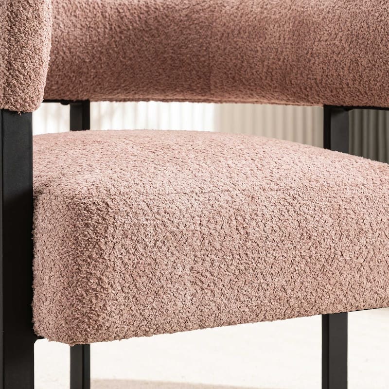 Upholstered Teddy Velvet Single Accent Chair Modern Corner Padded Boucle Armchair for Living Room Bedroom Lounge