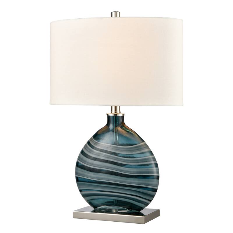 Elk Home Portview Teal With White Linen Shade 1 Light Table Lamp