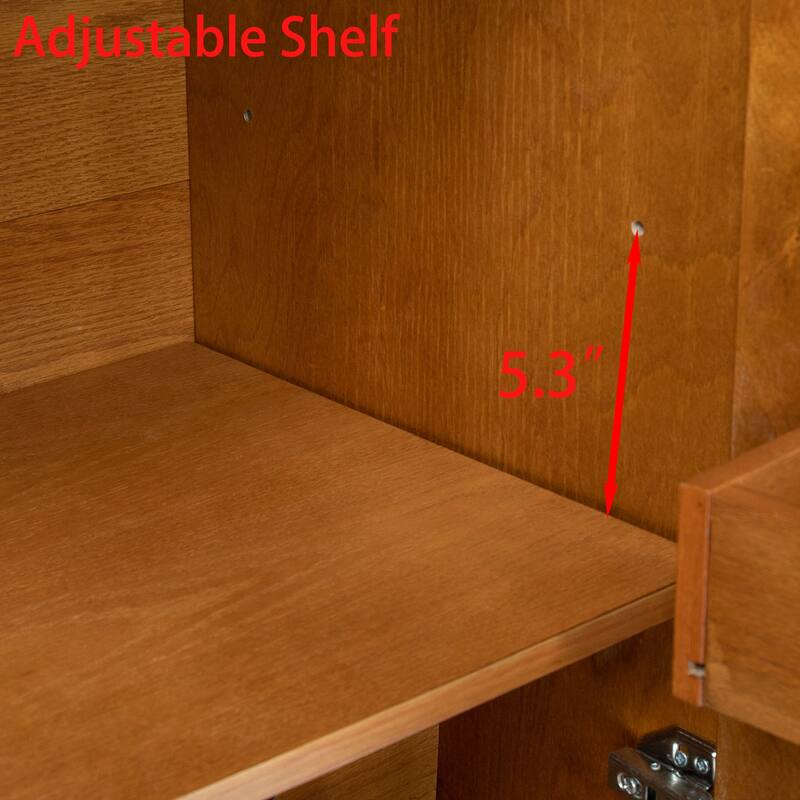 Anmytek 31.5" Rustic Liquor Cabinet with Wine Rack Adjustable Shelf