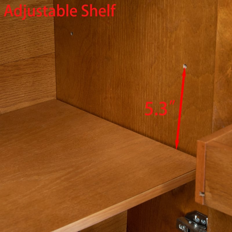 Rustic 31.5" Wine Cabinet with Wine Glass Holders, Wine Rack, and Adjustable Shelf for Coffee Bar, Kitchen Storage
