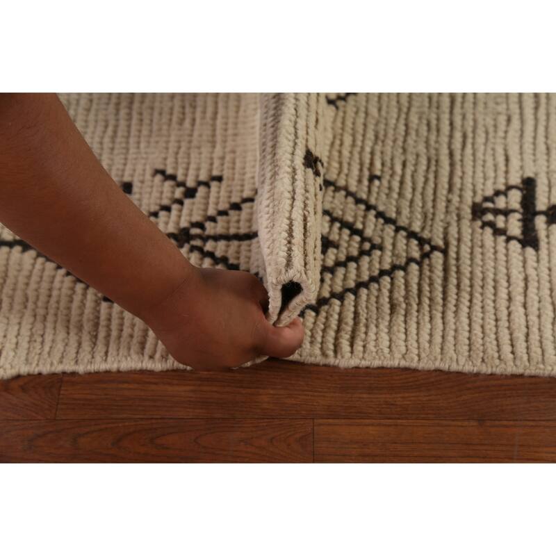 Earth Tone Moroccan Oriental Area Rug Hand-Knotted Wool Carpet - 8'9"x 12'9"