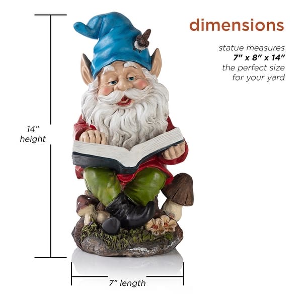 dimension image slide 8 of 11, Gnome Folding Hands Looking Up Garden Statue