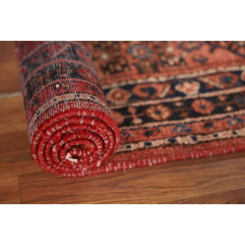 All-Over Geometric Hamedan Persian Runner Rug Handmade Wool Carpet - 2'8" x 9'9"