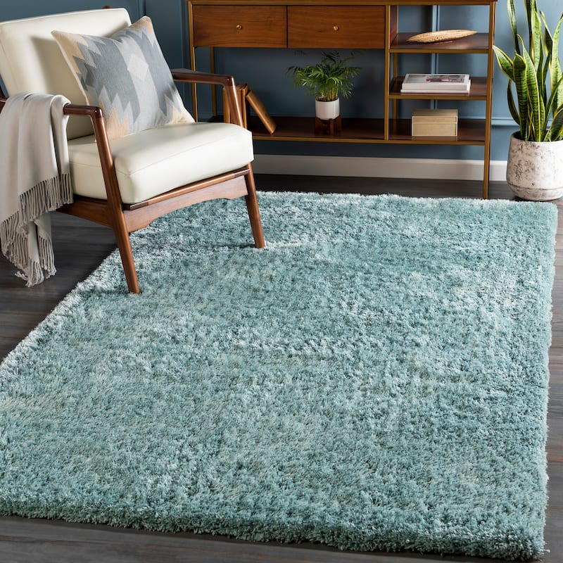 Surya Taro Hand-woven Super Soft Shag Area Rug - 12' x 15' - Aqua - Rectangle