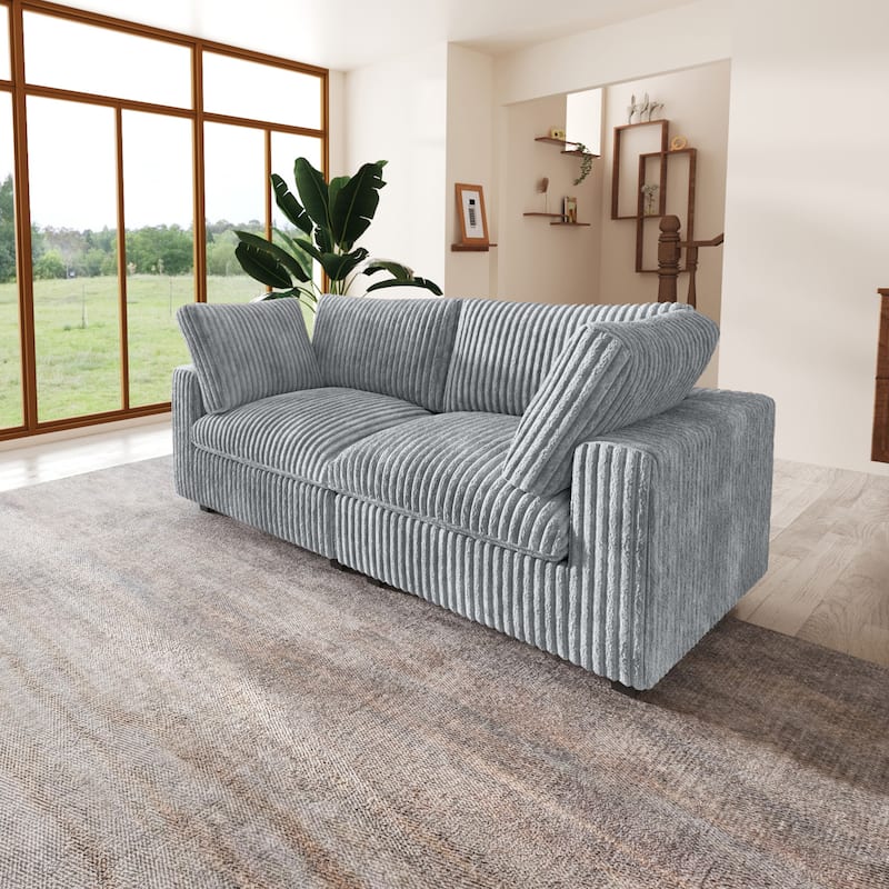 78'' Plush Fabric Loveseat Sofa Lounger Sleep Couch