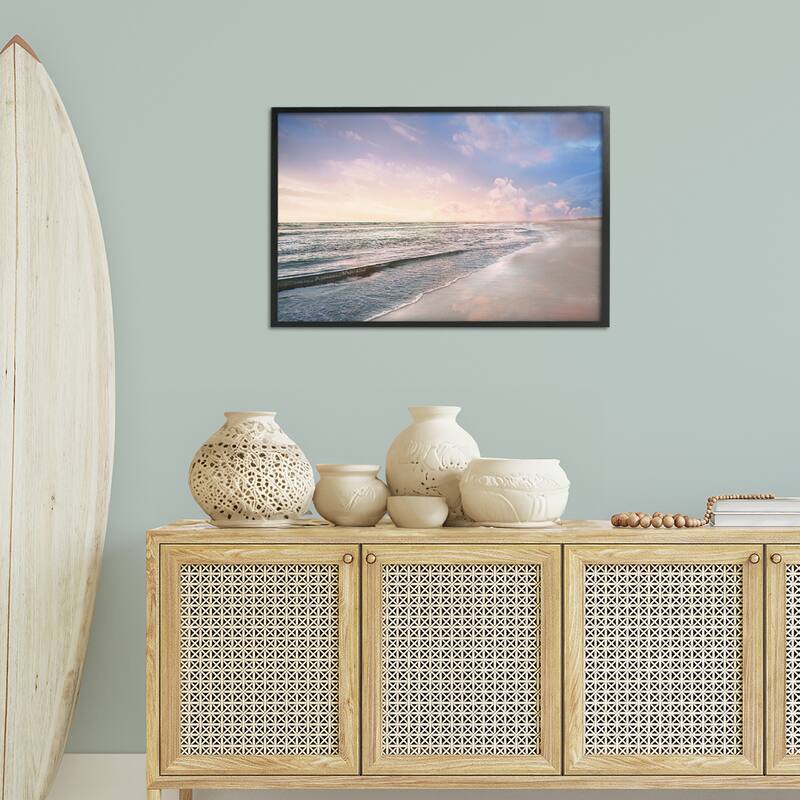 Stupell Receding Beach Shore Framed Giclee Art Design By Natalie Carpentieri
