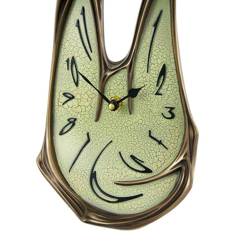 Cool Bronze Finish Melted Desk Clock Table Mantel Dali - 11 X 6.25 X 4 inches
