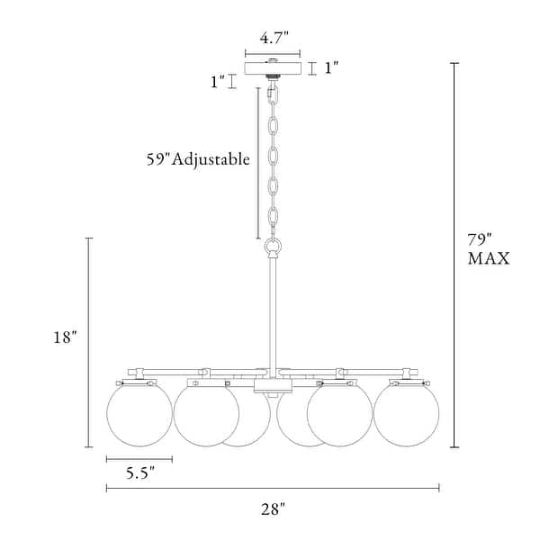 dimension image slide 1 of 3, Bola Modern Gold 6-Light Globe Glass Wheel Chandelier for Dining Living Room - D 28" x H 18"