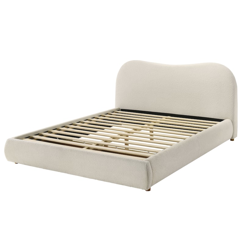 Furniture of America Niric Modern Fabric Upholstered Platform Bed with Storage Footboard