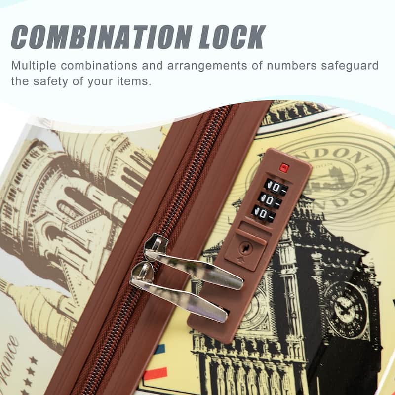 20"/24"/28" 3 pcs/set in PC Spinner Wheel Luggage, Carry on Suitcase, With Printed pattern and Combination Lock