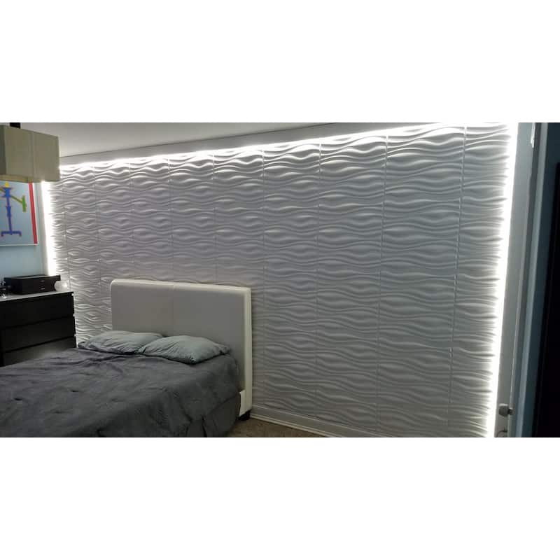 Art3d PVC Wave Board Textured 3D Wall Panels,19.7" x 19.7" (12 Pack)