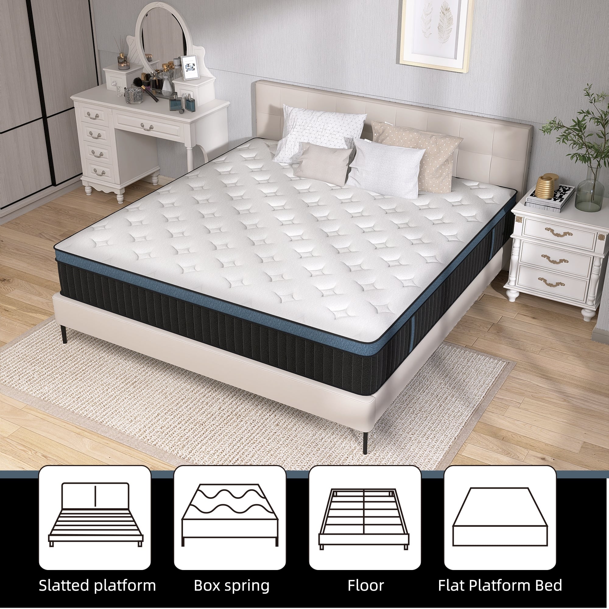 12 Inch Pillow Top Medium Firm Memory Foam Hybird Mattress in a Box