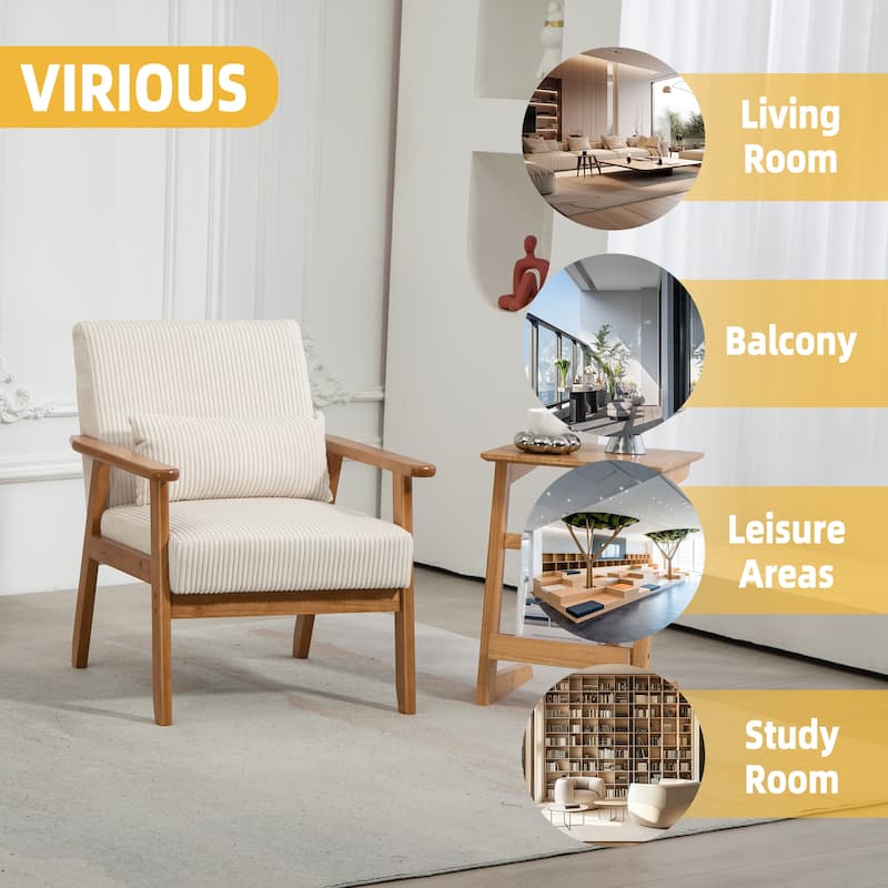 Corduroy Accent Chair,Solid Wood Armchair for Living Room
