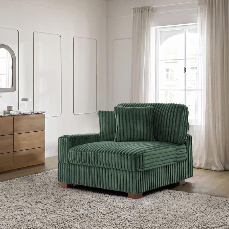 Cotton Flannel Armchair Sofa Corner Chairs for Living Room - Green - Armchair Left