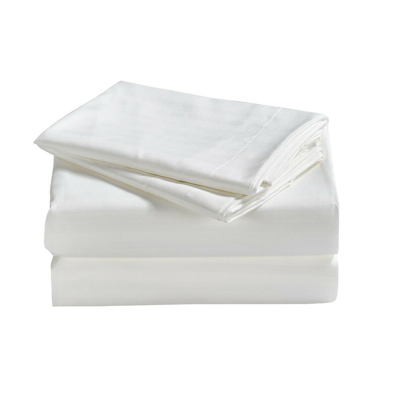 1800 Series Sheets for Bed Dobby Stripe Stay Cool Bed Sheets Deep Pockets Soft - King / Cal King - White