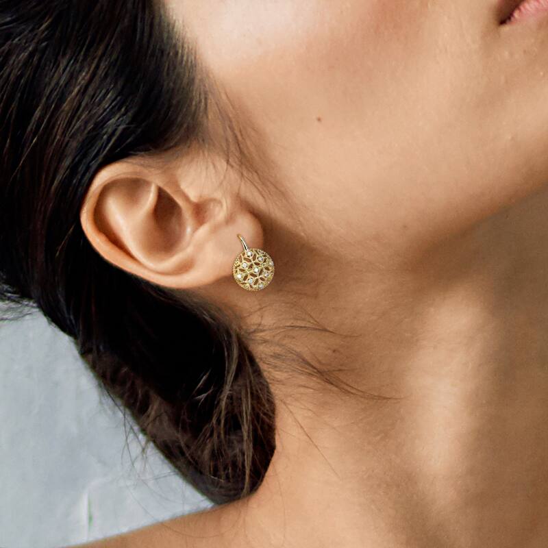 Miadora 14k Yellow Gold 1/5ct TDW Diamond Lattice Leverback Earrings