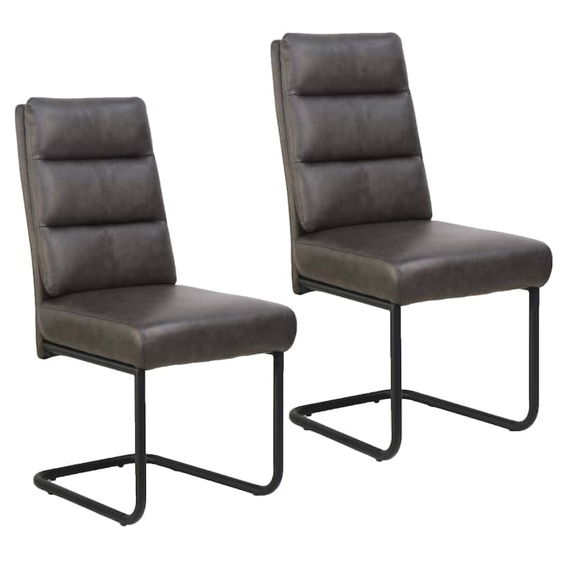 Modern Faux Leather and Metal Dining Chair, Set of 2