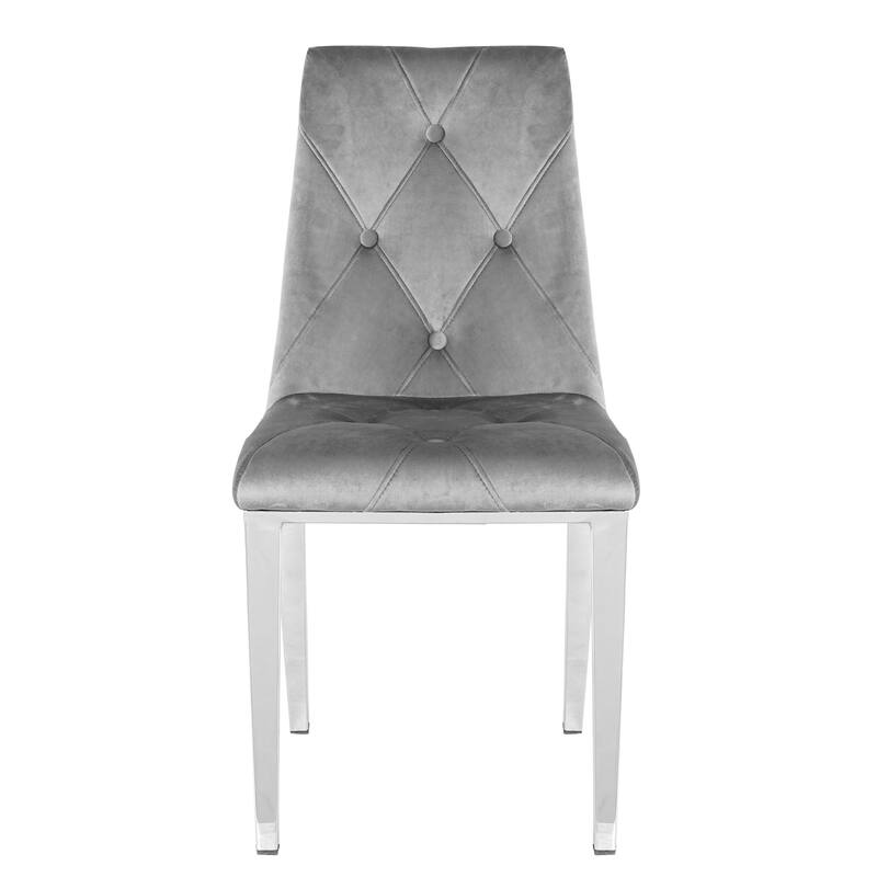 Set of 2, Velvet Upholstered Dining Chairs with BottonTufted High