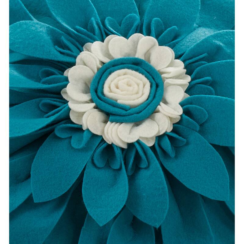 Felt Flower Design Poly-Filled Throw Pillow