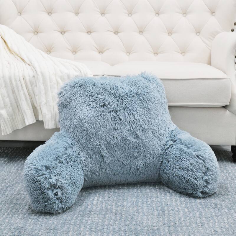 Halsted Shaggy Backrest Pillow - Silver Blue